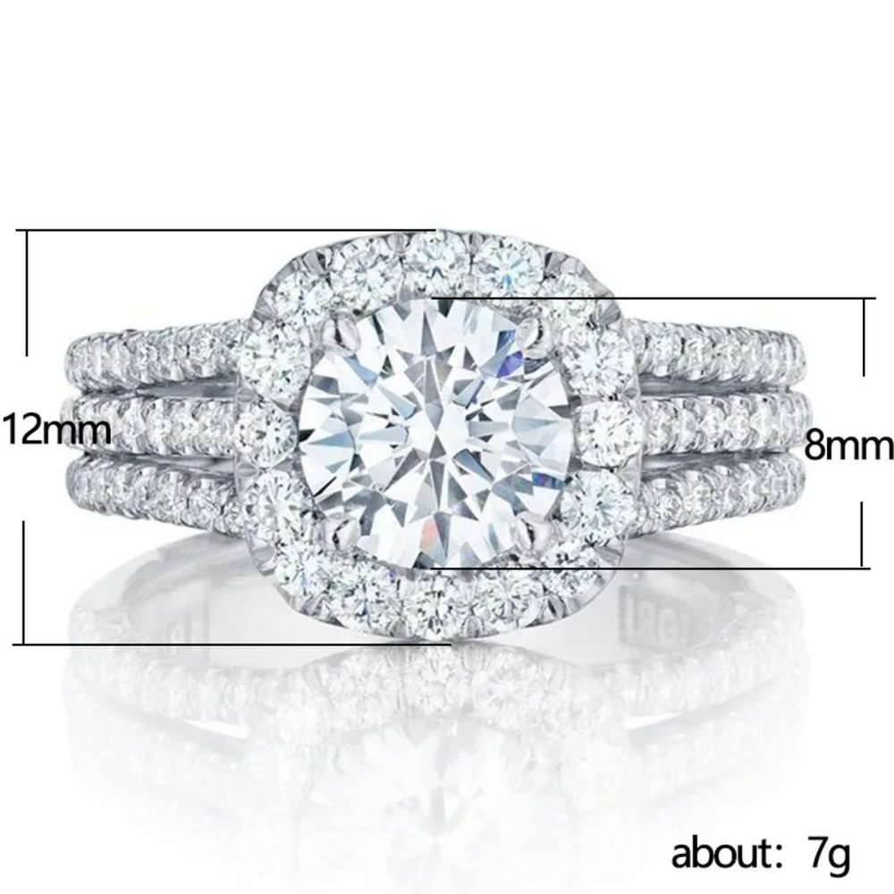 Ladies 2.50ctw  Halo Bridal Diamond Ring, 18K White Gold - Picture 4 of 15